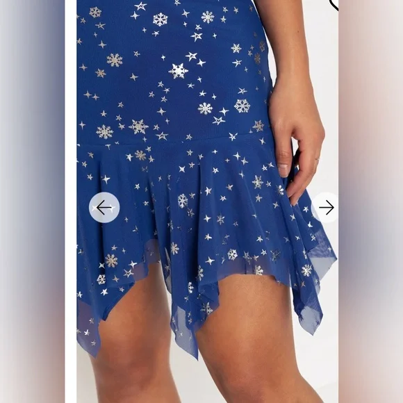 Christmas Star Blue Mini Handkerchief Dress - Limited - Picture 6 of 7